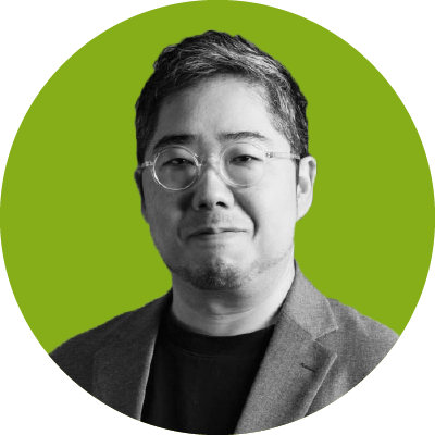 An image of Foundation Research and Education Development Project Officer Marcos Sadao Maekawa, in black and white, on an olive green background.