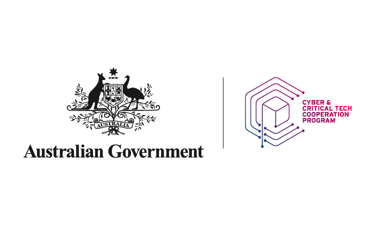 The logo of the Australian Government together with the logo of the Department of Foreign Affairs and Trade's Cyber and Critical Tech Cooperation Program.