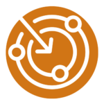 The logo for the Meaningful Impact pillar of the Foundation. It shows an orange circle with an arrow pointing to the center, and concentric rings.