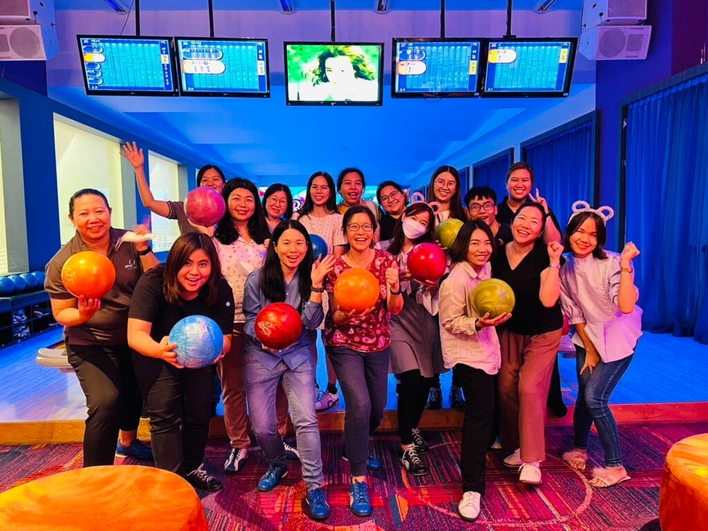 A group of Switch! participants are seen bowling.