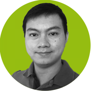 An image of Foundation Switch! Project National Coordinator for Cambodia Ty Sok, in black and white, on an olive green background