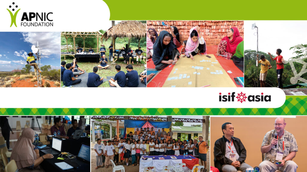 The ISIF Asia promotional image with the logos of the Foundation and ISIF Asia and some project images. 