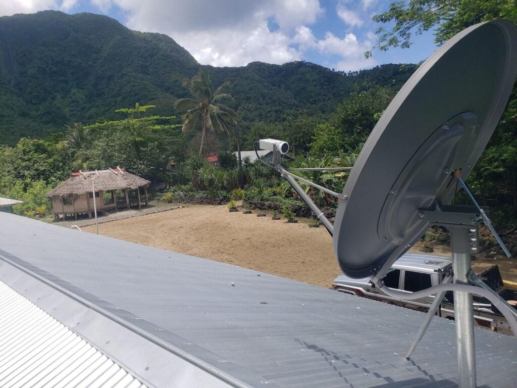 Satellite Dish installed by Bluewave Wireless in June 2022 to help with Internet connectivity under the School WiFi Connectivity Project 