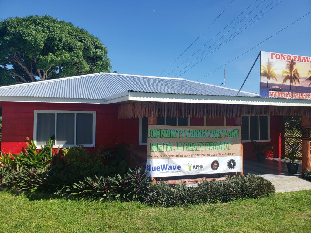 A banner of the project outside a building in Samoa