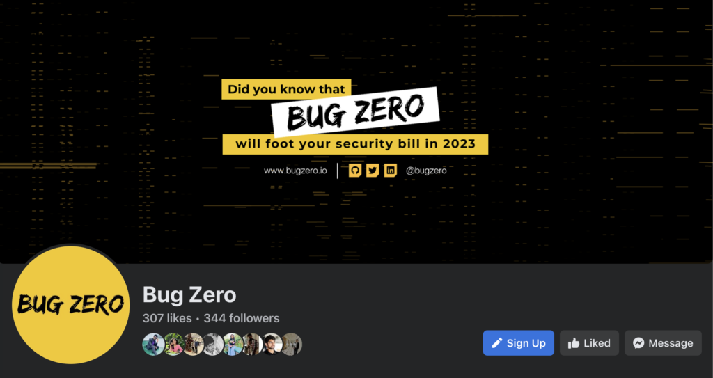 Figure 13 - the Bug Zero Facebook page