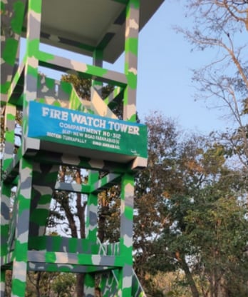 A fire watch tower in a project implementation area