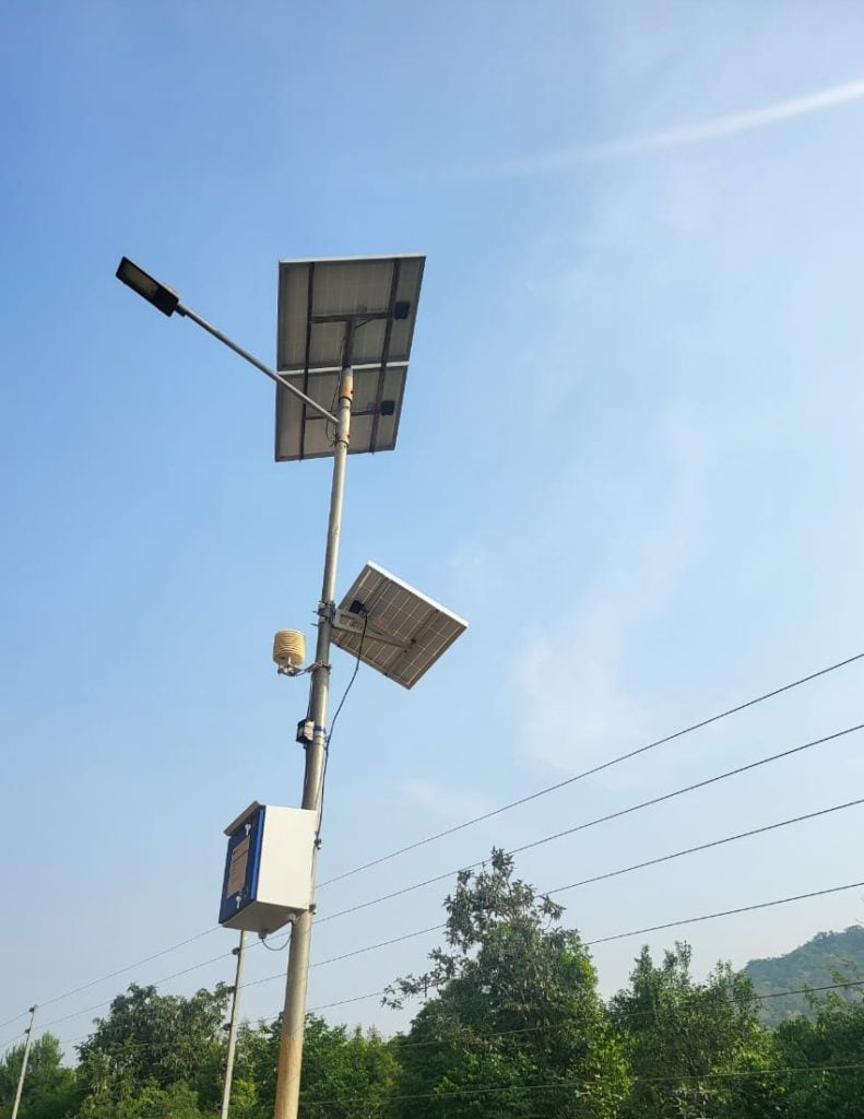 Installation of solar panels and sensors.